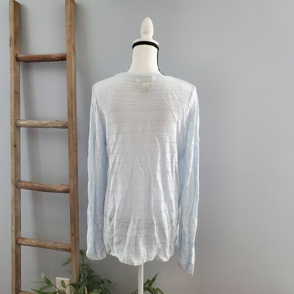 Cynthia Rowley Blue Lightweight 100% Linen Sweater L - Picture 2 of 7